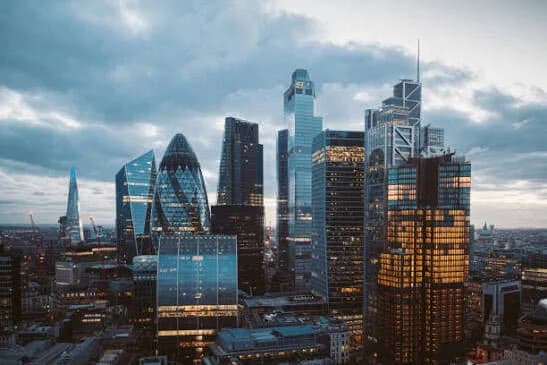City of London skyline with the Gherkin and surrounding office towers