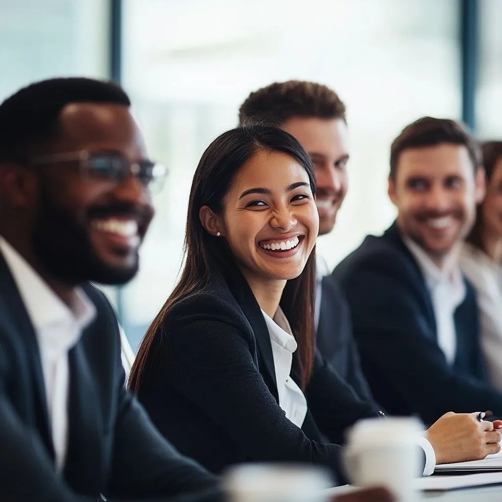 Smiling business clients in a meeting